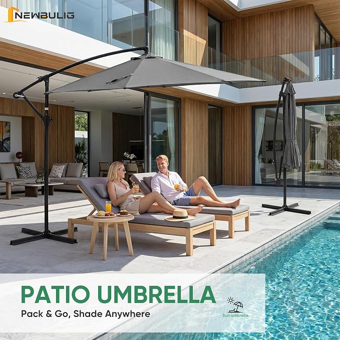 NEWBULIG 10FT Patio Umbrella, Offset Cantilever Outdoor Patio Table Umbrella - Image 10