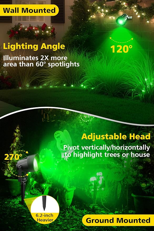 T-SUN Green Spotlight Outdoor, Waterproof LED Landscape Lighting - Image 4