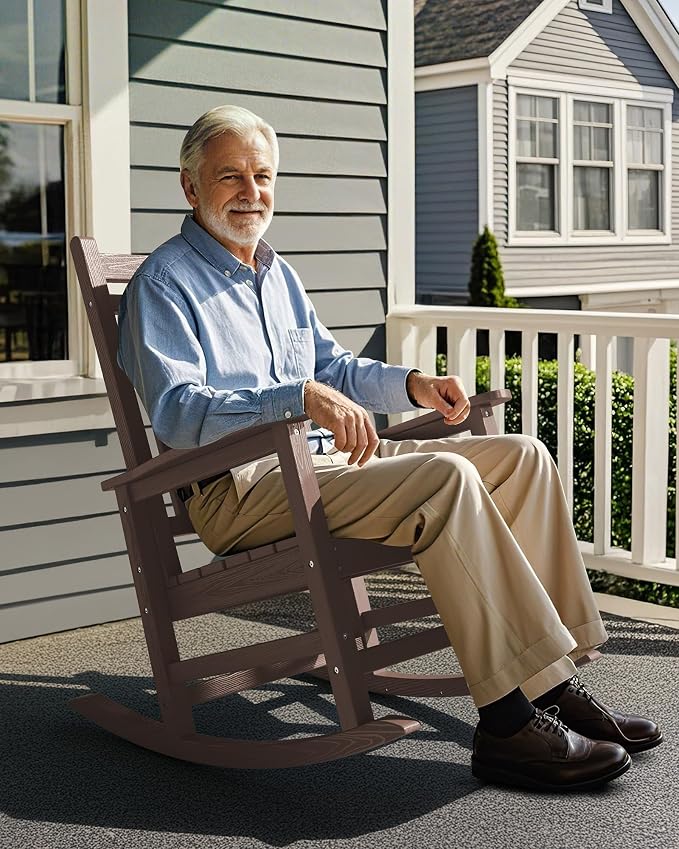 SERWALL Oversized Outdoor Rocking Chair Set of 2, HDPE Rocker - Image 7
