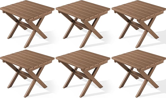 SERWALL Folding Outdoor Side Table Set of 6, Adirondack End Table by SERWALL
