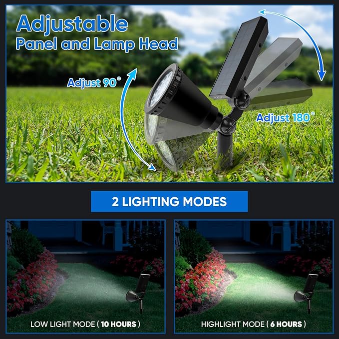 KEV 800 Lumens Solar Spot Lights Outdoor, 18 LEDs Solar Flood Lights - Image 4