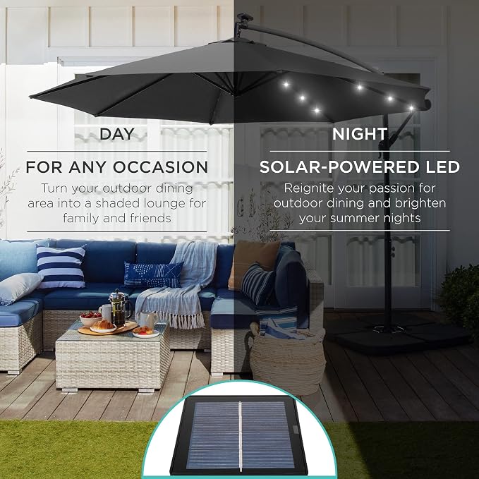 Best Choice Products 10ft Solar LED Offset Cantilever Hanging Market Patio - Image 3