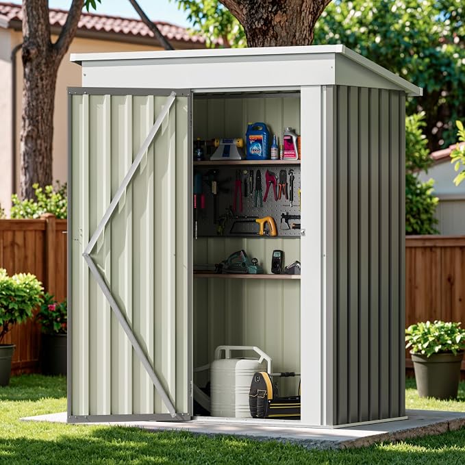 Devoko Outdoor Storage Shed 5 x 3 FT Lockable Metal Garden Shed Steel - Image 2