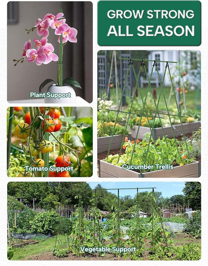 Breeze Touch Garden Trellis for Climbing Plants Outdoor, 40 Pack 17" Tomato - Image 7