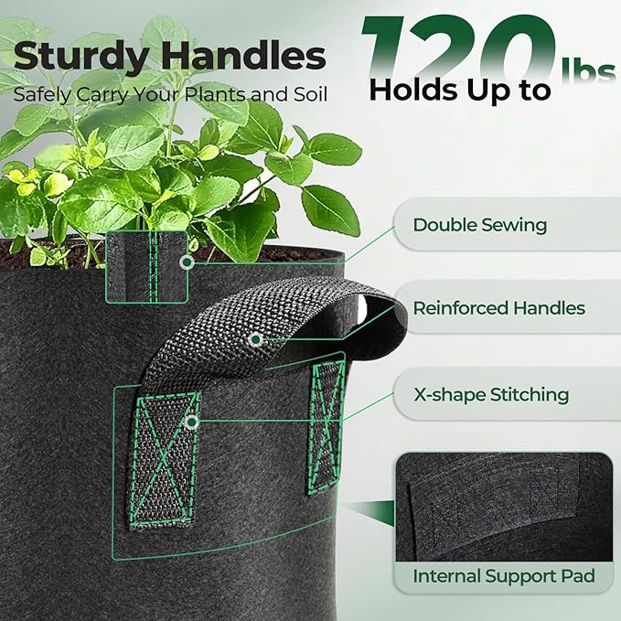 T4U 10 Gallon Grow Bags, Fabric Pots - Image 4