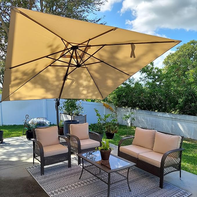 PURPLE LEAF 9 Feet Patio Umbrella Outdoor Cantilever Square Umbrella Aluminum - Image 2