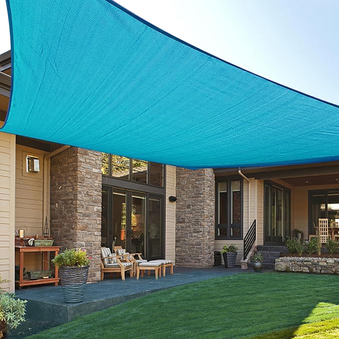 LOVE STORY Custom Size 10'x14' Turquoise Blue Sun Shade Sail Rectangle UV Block by LOVESTORY