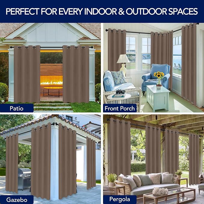 PureFit Outdoor Curtains for Patio Waterproof Weatherproof, UV Resistant - Image 5