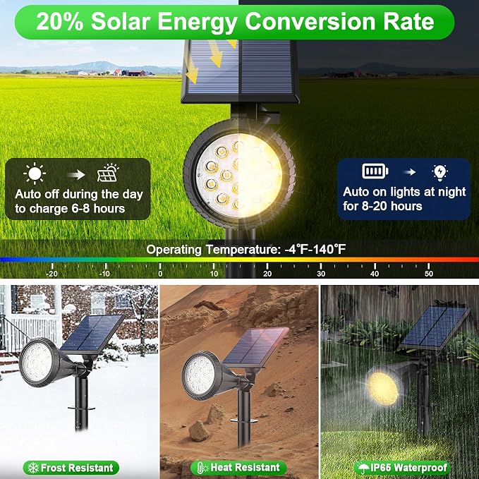 Solar Spot Lights Outdoor Waterproof 180° Adjustable Solar Powered Landscape - Image 4