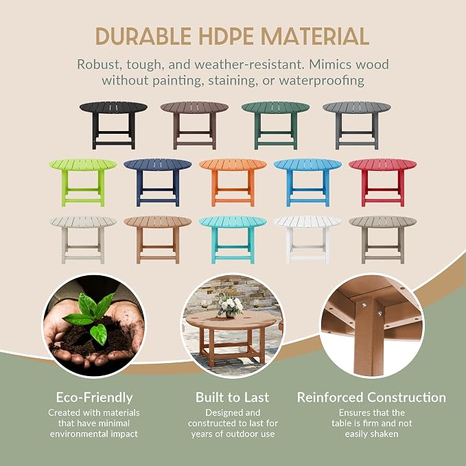 WestinTrends Malibu Low Outdoor HDPE Round Patio Coffee Table - Image 6
