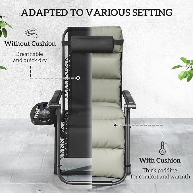 Outsunny Zero Gravity Chairs Set of 2, Reclining Folding Zero Gravity Lounge - Image 5