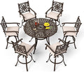 PHI VILLA 7 PCS High Bar Patio Dining Set, Cast Aluminum Outdoor Bar Set by PHIVILLAThepioneerofcomfortablehouseholdsupplies