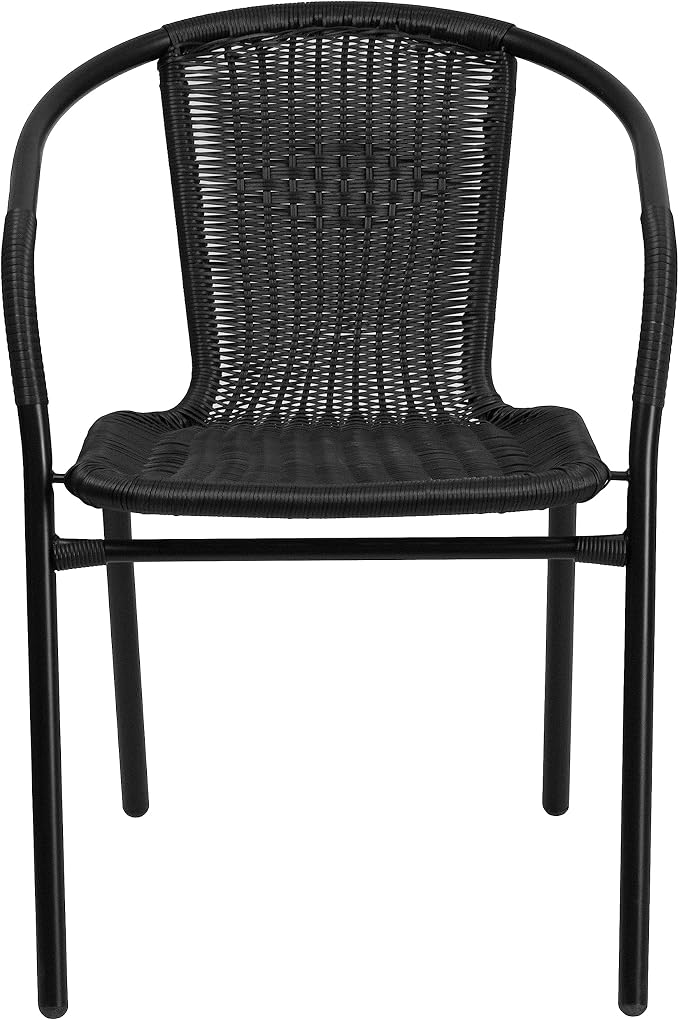 EMMA + OLIVER Set of 2 Modern Rattan Indoor/Outdoor Stack Chairs, Stacking - Image 9