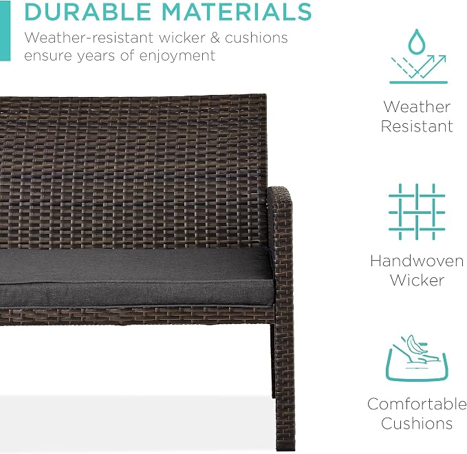 Best Choice Products 4-Piece Outdoor Wicker Patio Conversation Furniture Set - Image 3