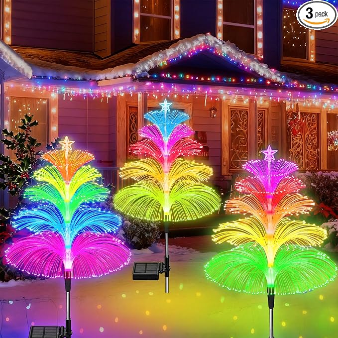 Solar Lights Outdoor Waterproof 7 Colorful Changing Ice Cream Rainbow Jellyfish by WEITEXS