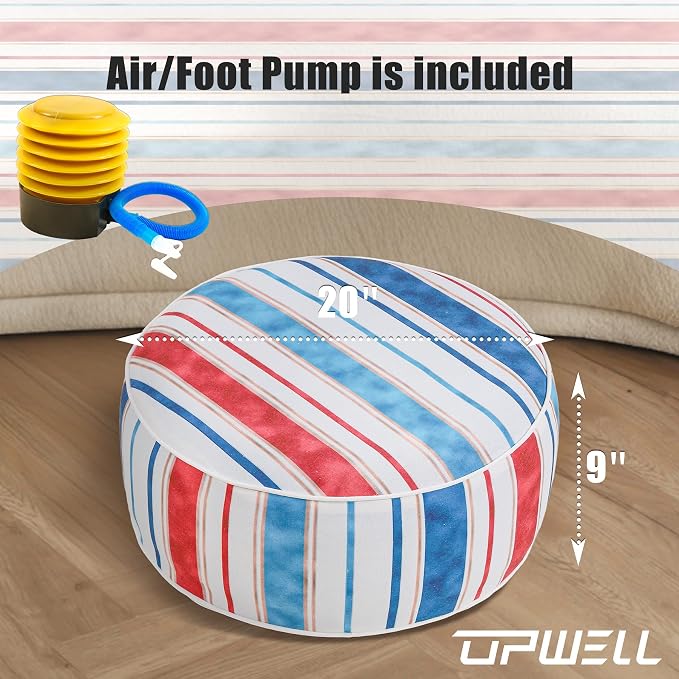 UPWELL Waterproof Inflatable Outdoor Ottoman Pouf, Portable Patio Footrest - Image 3