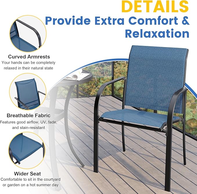 VICLLAX Patio Table and Chair Set of 10, All Weather Metal Round Outdoor Dining - Image 3