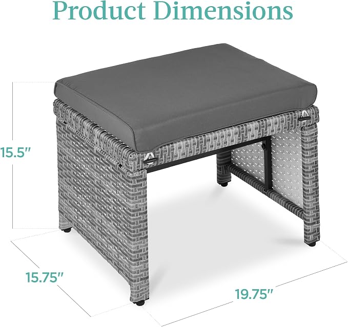Best Choice Products Set of 2 Wicker Ottomans, Additional Seating, Side Table - Image 7