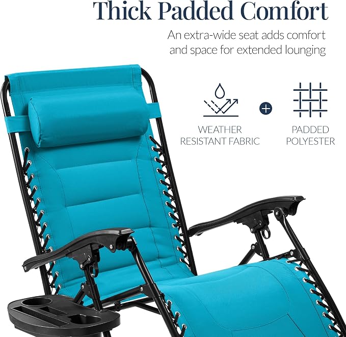 Best Choice Products Oversized Padded Zero Gravity Chair, Folding Outdoor Patio - Image 4