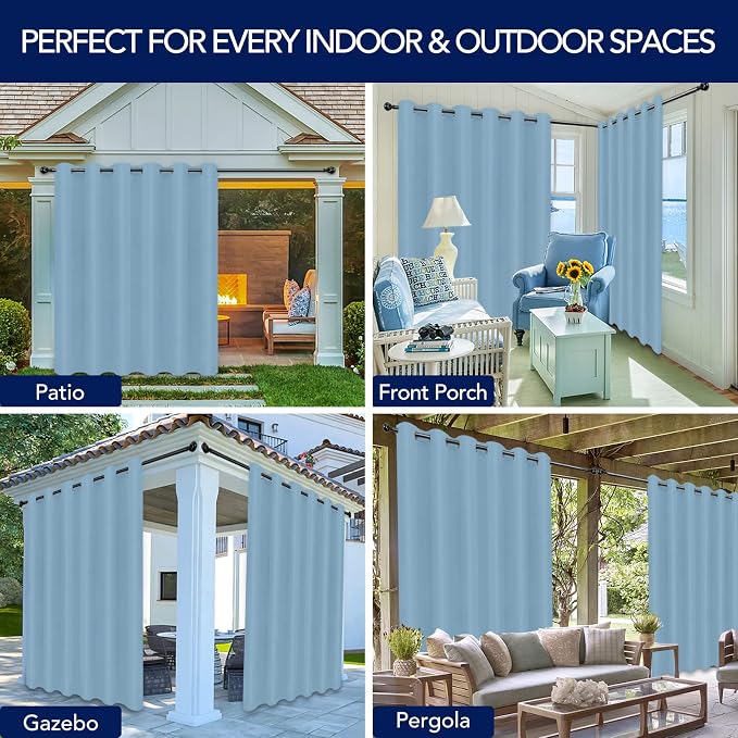 PureFit Outdoor Curtains for Patio Waterproof Weatherproof, UV Resistant - Image 5