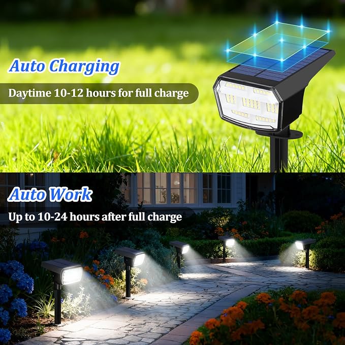 Sucolite 8-Pack Solar Spot Lights Outdoor Waterproof IP65, 3 Lighting Modes - Image 5