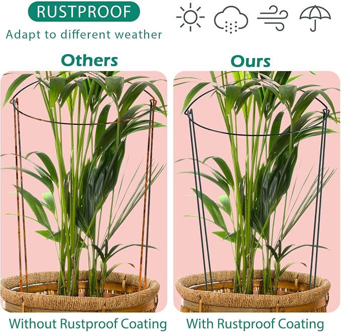 32 inch Plant Support Stakes, 10 Pack Half Round Metal Garden Plant Stake - Image 7