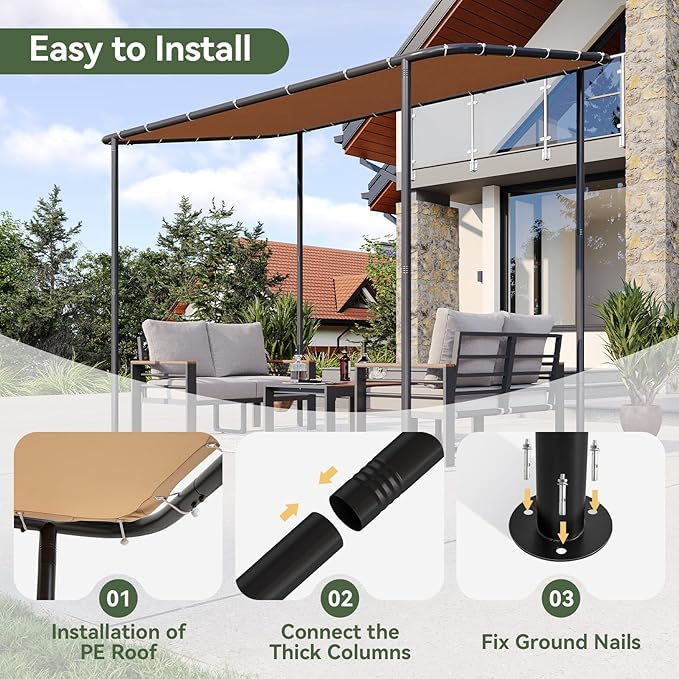 Aoxun 10x6 Lean to Gazebo Outdoor Pergola - Image 4