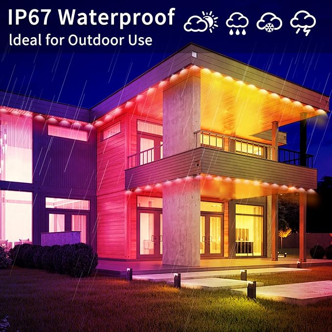 60ft Permanent Outdoor Light, RGB Outdoor eave Lights - Image 4