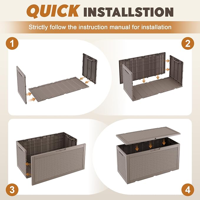 Outdoor Storage Box, Resin Deck Boxes Indoor and outdoor, Waterproof Storage - Image 8