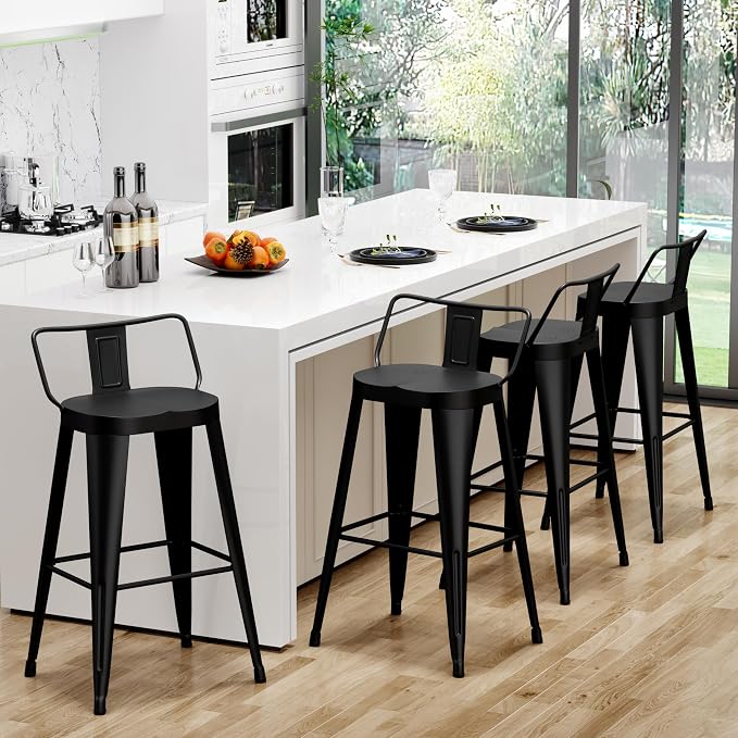 Aklaus Metal Bar Stools Set of 4 Counter Height Bar Stools - Image 8