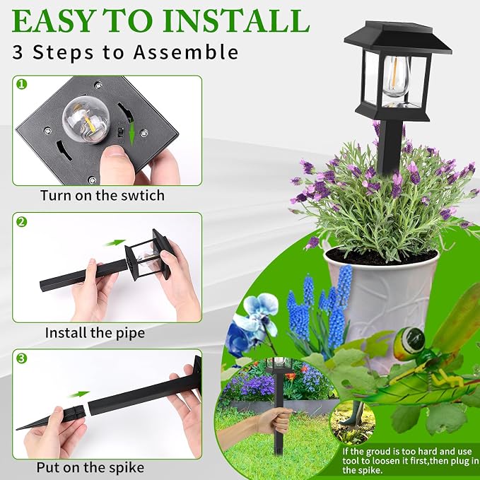 Greluna Solar Lights Outdoor, 12 Pack 3000K Waterproof Auto On/Off Solar - Image 5