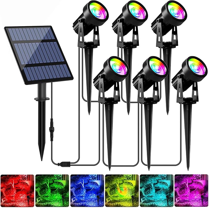 T-SUNUS RGB Solar Spot Lights Christmas Outdoor 6-in-1, Color Changing by T-SUNUSLighting