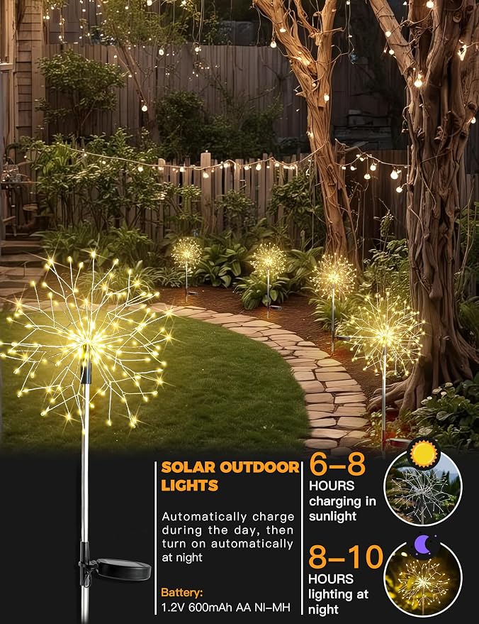 suddus Solar Garden Lights Outdoor Waterproof Decorative, Solar Fairy Lights - Image 3