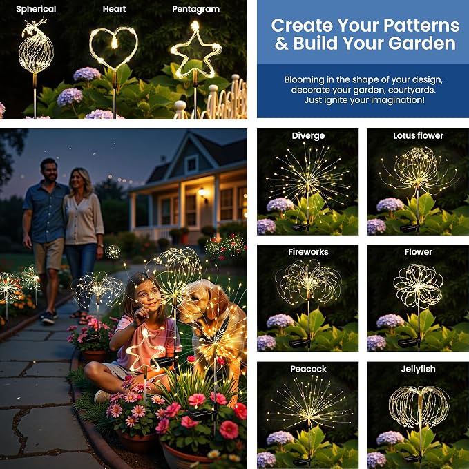 Solar Lights Outdoor, 120LED 6 Pack Fairy Garden Lights Decor - Image 5