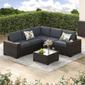 Jing's Villa 6-Piece Patio Furniture Set, All-Weather Outdoor Wicker Sectional by JingsVillaOutdoorFurniture
