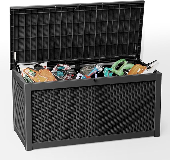 310 Gallon Lockable Outdoor Storage Box – Waterproof Resin Deck Box by Unknown