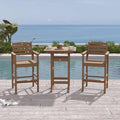3-Piece Bar Height Patio Table and Chairs Set, HDPE Wood Grain Outdoor Bar by Orbcove