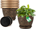 6 Inch Flower Pots Planters for Indoor Outdoor Plants, 6 Pack Plastic Small by Fodetyff