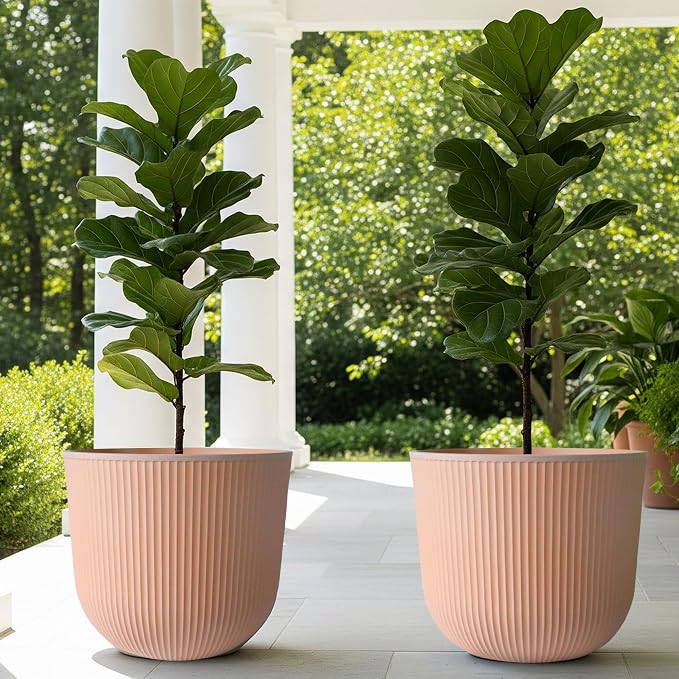 Worth Garden Round Large Planter Pot Set of 2, 17.5" Dia x 15.5" H - Image 2