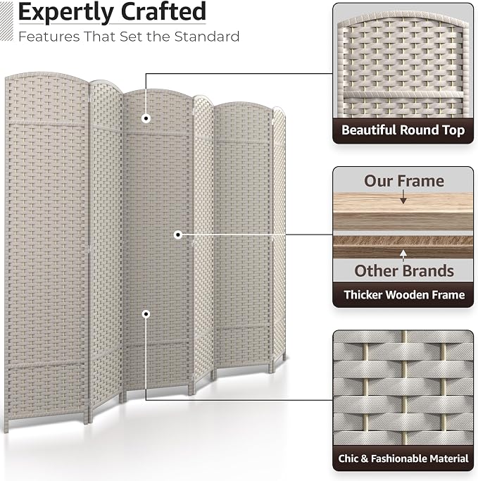 Sorbus 6 Panel Room Divider 6 ft. Tall - Image 3