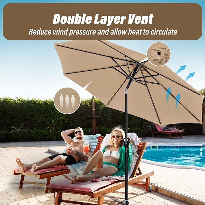 Simple Deluxe 9' Patio Umbrella Outdoor Table Market Yard Umbrella - Image 5