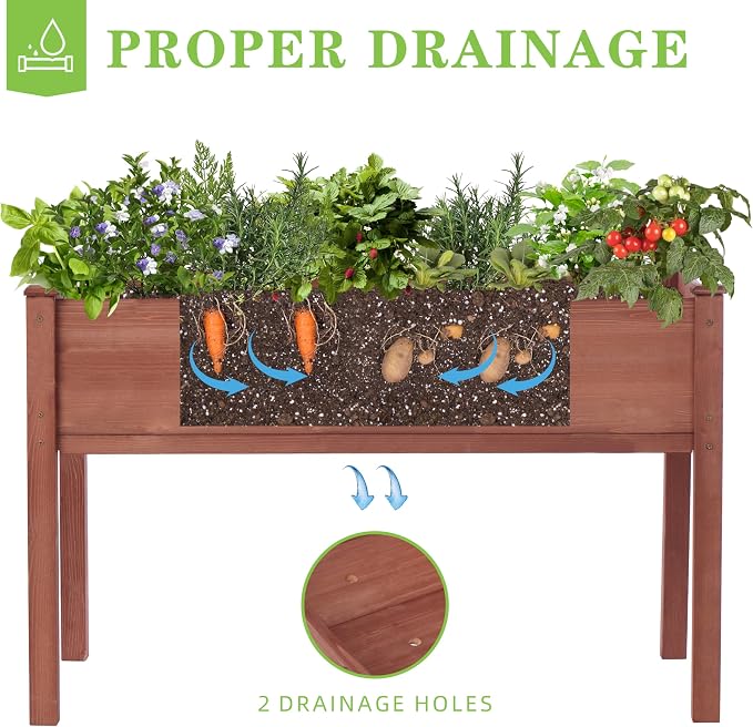Raised Garden Bed with Legs, Outdoor Wood Elevated Planter Box, Thick Legs - Image 5