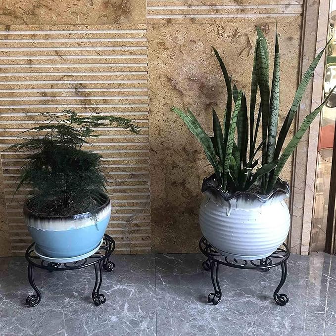 Metal Outdoor Plant Stand 11.8IN Diameter Heavy Duty Plant Pot Stands - Image 2