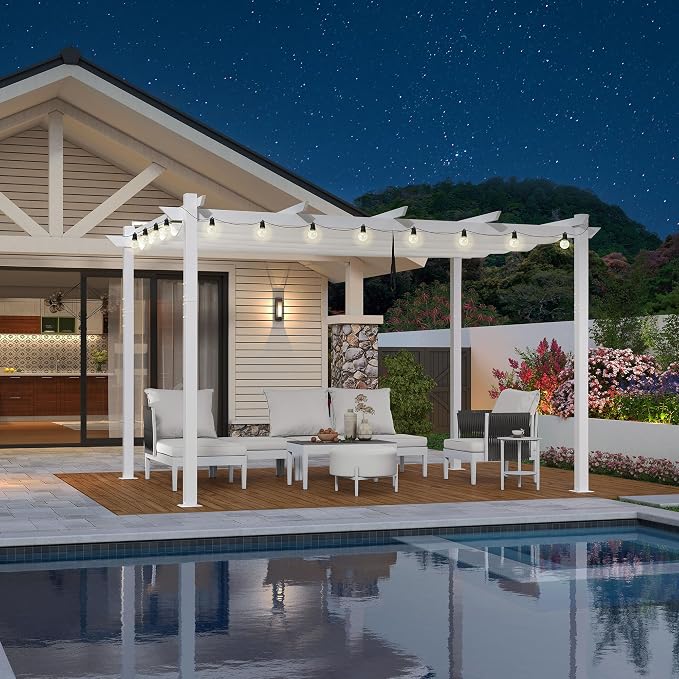 PURPLE LEAF 10' x 13' Aluminum Outdoor Pergola Retractable Pergola - Image 3