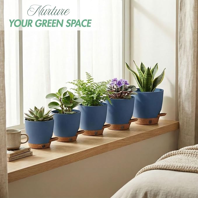 montresor 5-Pack 5/5.5/6/6.5/7 Inch Reservoir & Drainage Plastic Self Watering - Image 3