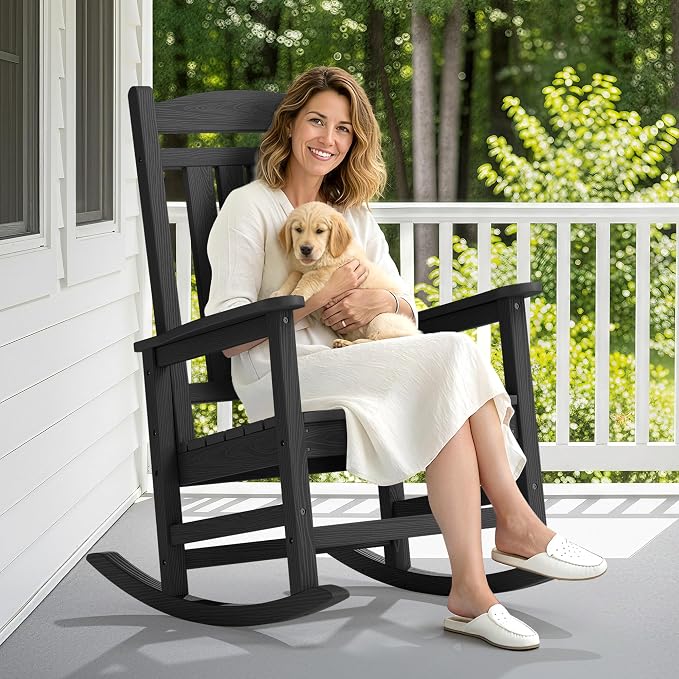SERWALL Oversized Outdoor Rocking Chair, All-Weather Patio Rocking Chair - Image 2