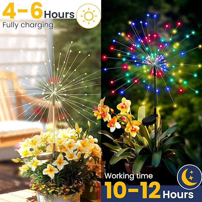 GIGALUMI Garden Decor Outdoor Lights 120LED 8Pack, Solar Garden Lights - Image 2