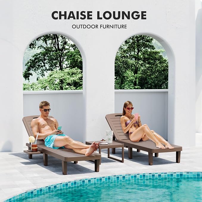 WACASA Outdoor Chaise Lounge Chairs Set of 2, Oversized Lounge Chairs - Image 3