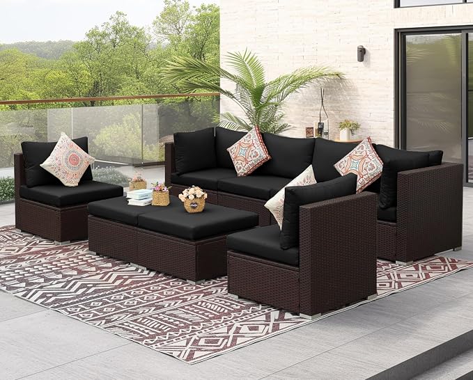 NICESOUL 8 Seater Modern Backyard Furniture Set, 29.3'' High Back Luxury Comfy - Image 2