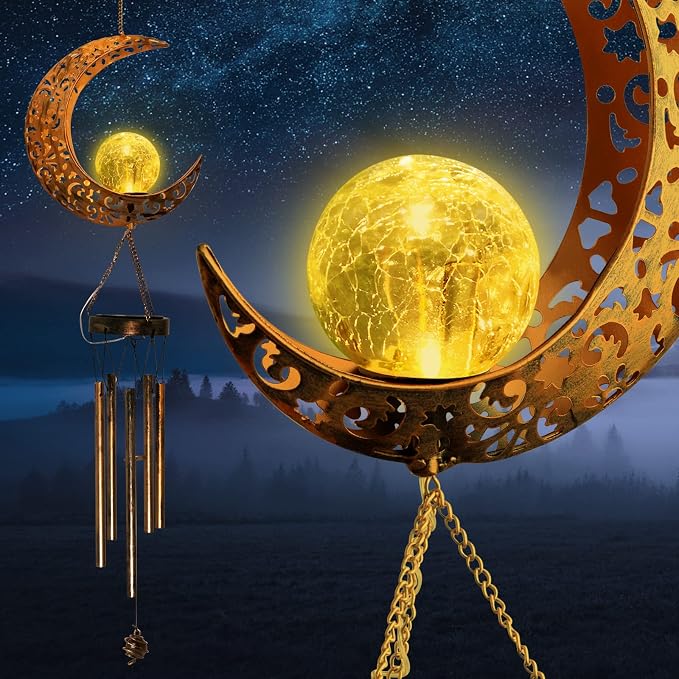 Moon Solar Lights Wind Chimes for Outside Gift for Women, Mom and Grandma - Image 3